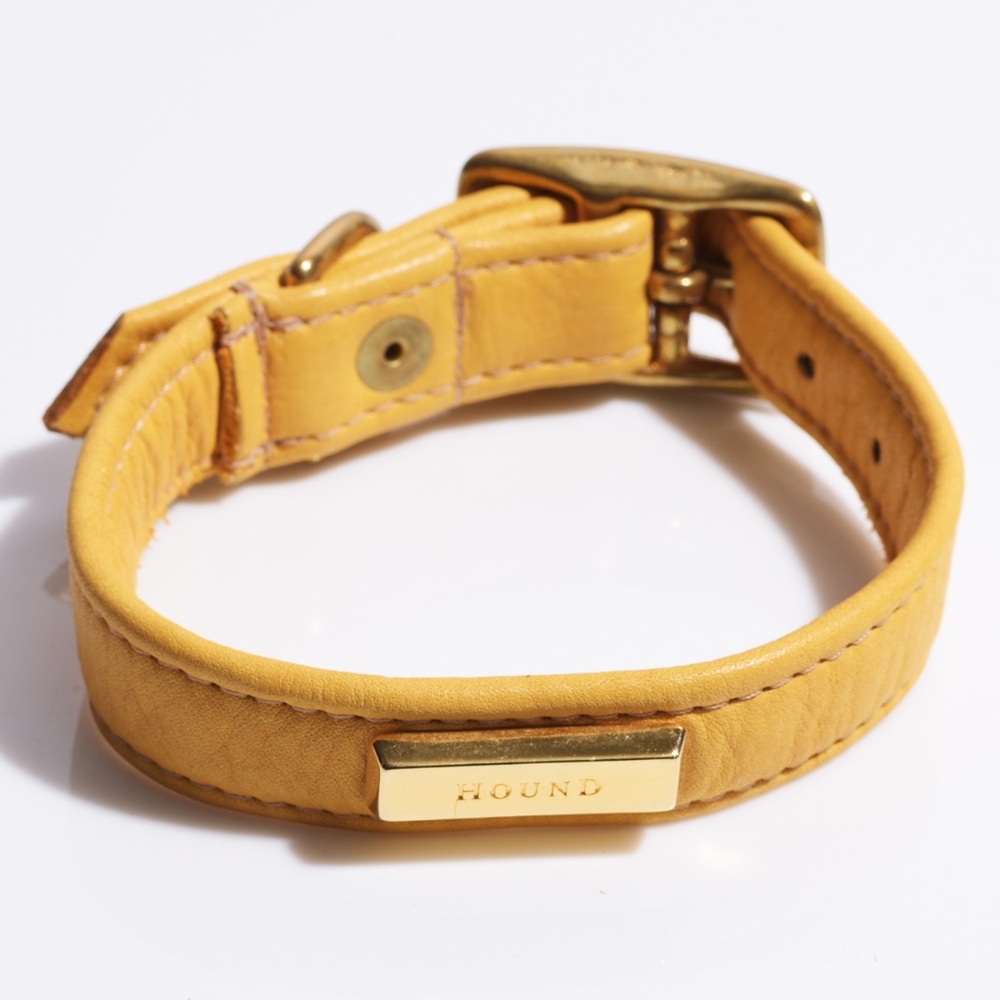 Leather Dog Collar by Hound Collection with Gold Bar Logo